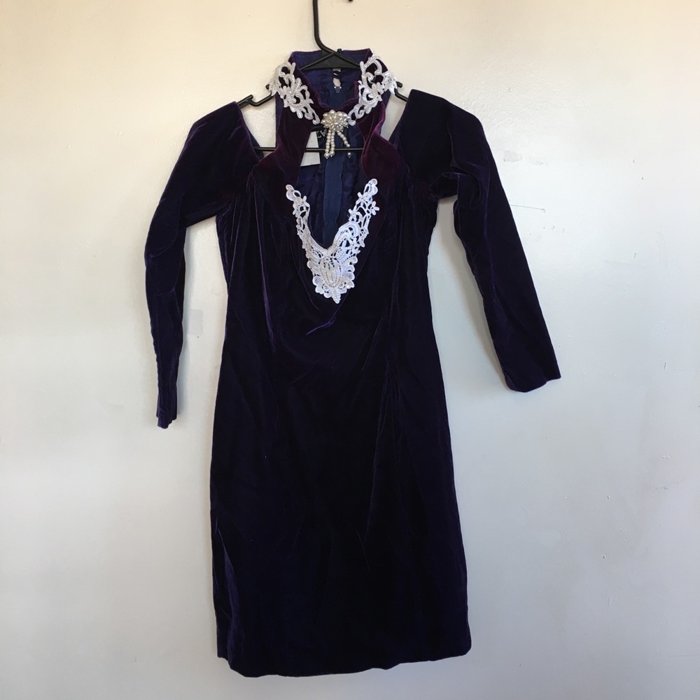 Vintage Roberta purple velvet dress high neck